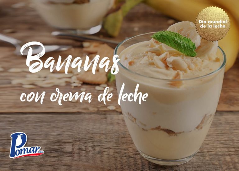 Bananas con crema de leche - Lácteos Pomar: productos a precios justos